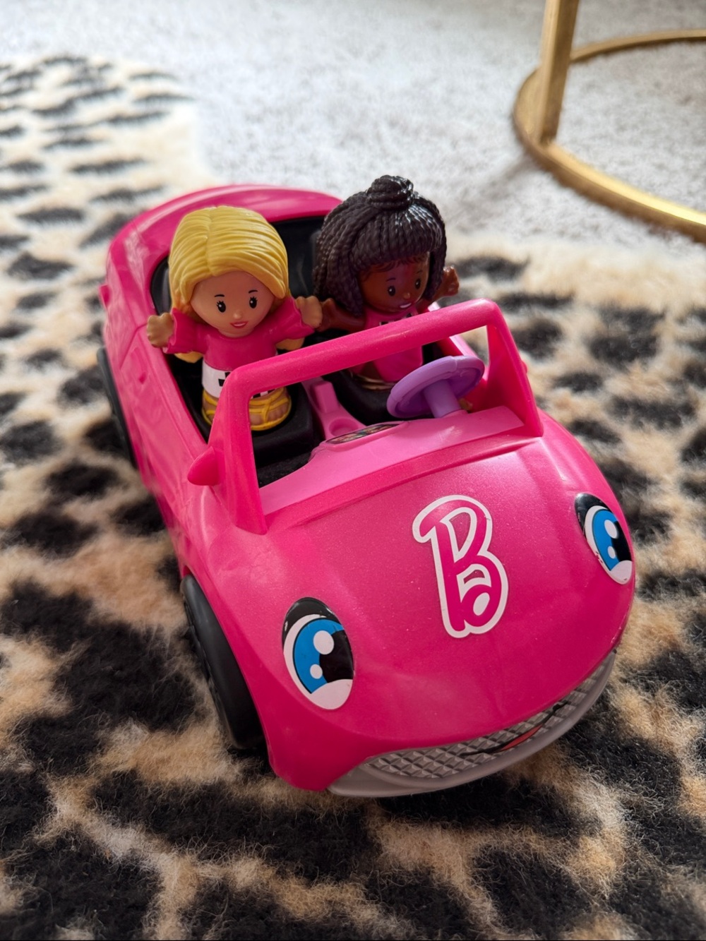 Barbie Pink Convertible Toy Car with Two Dolls